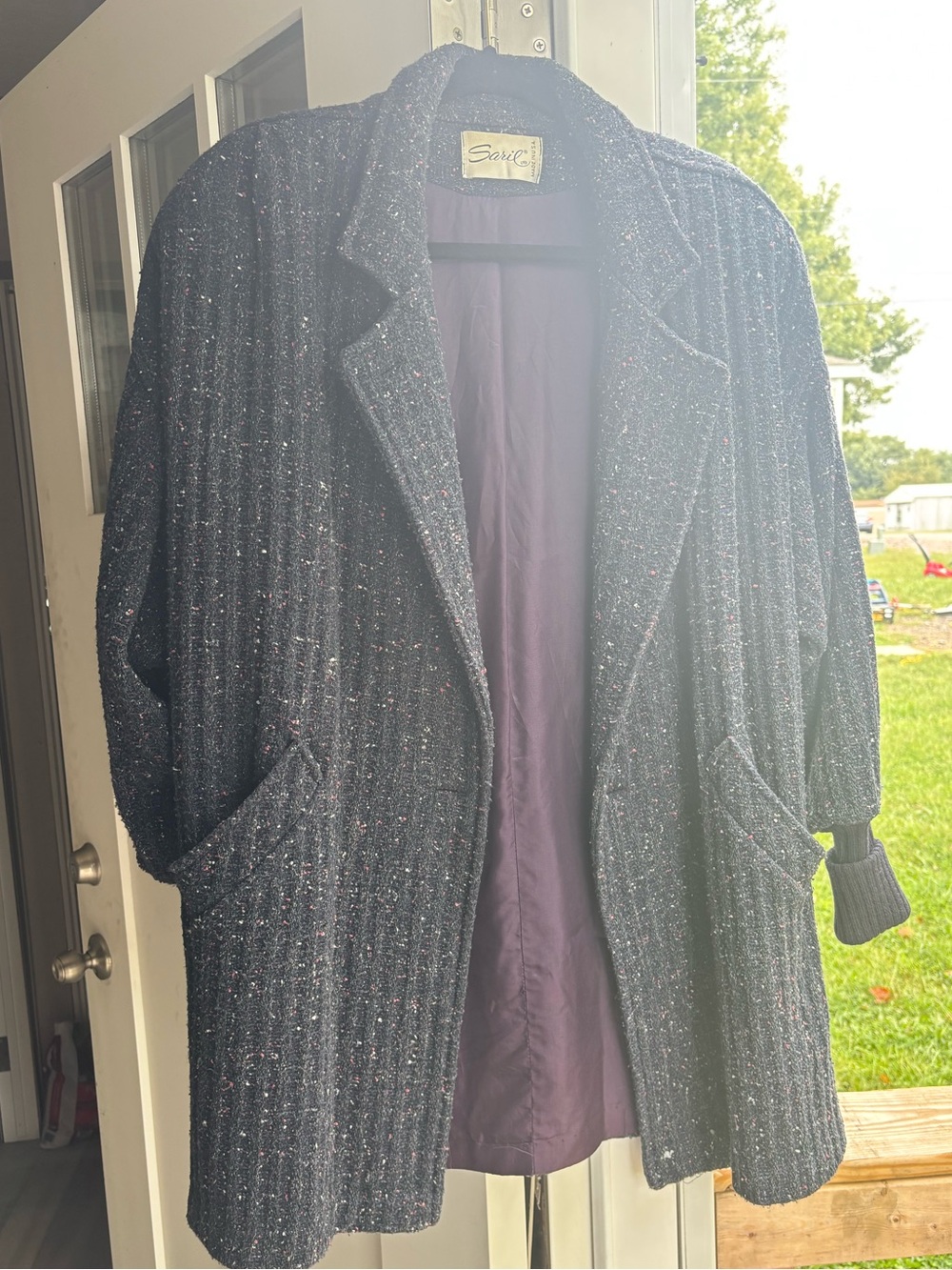 Vintage Navy Tweed Oversized Blazer Jacket